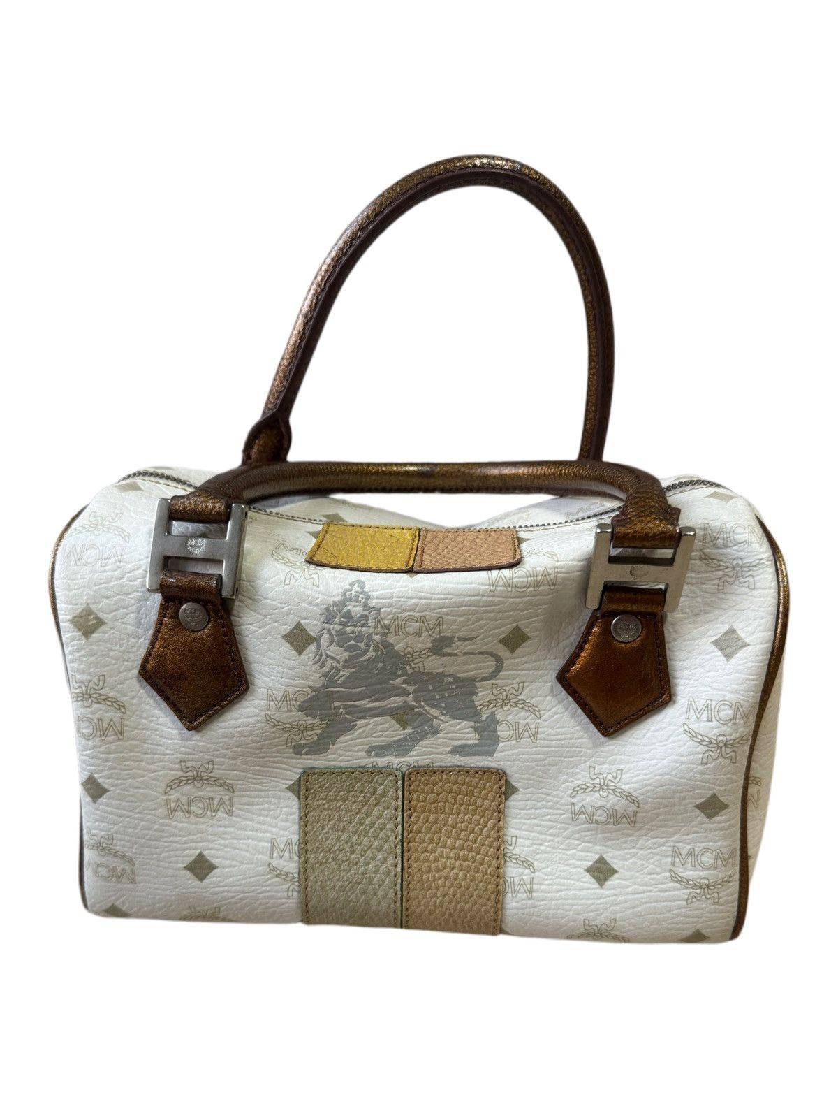 MCM Vintage MCM White Visetos Boston Bag Size ONE SIZE - 1 Thumbnail