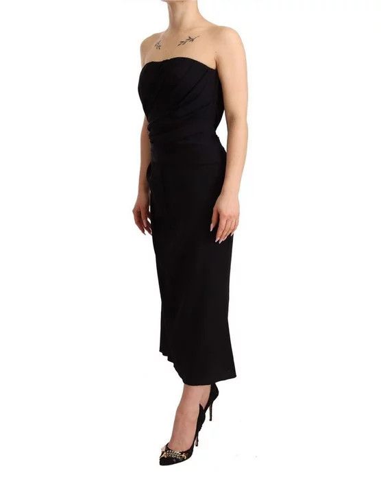 Dolce & Gabbana o1y0825 Sleeveless Midi Dress in Black Size M / US 6-8 / IT 42-44 - 3 Thumbnail