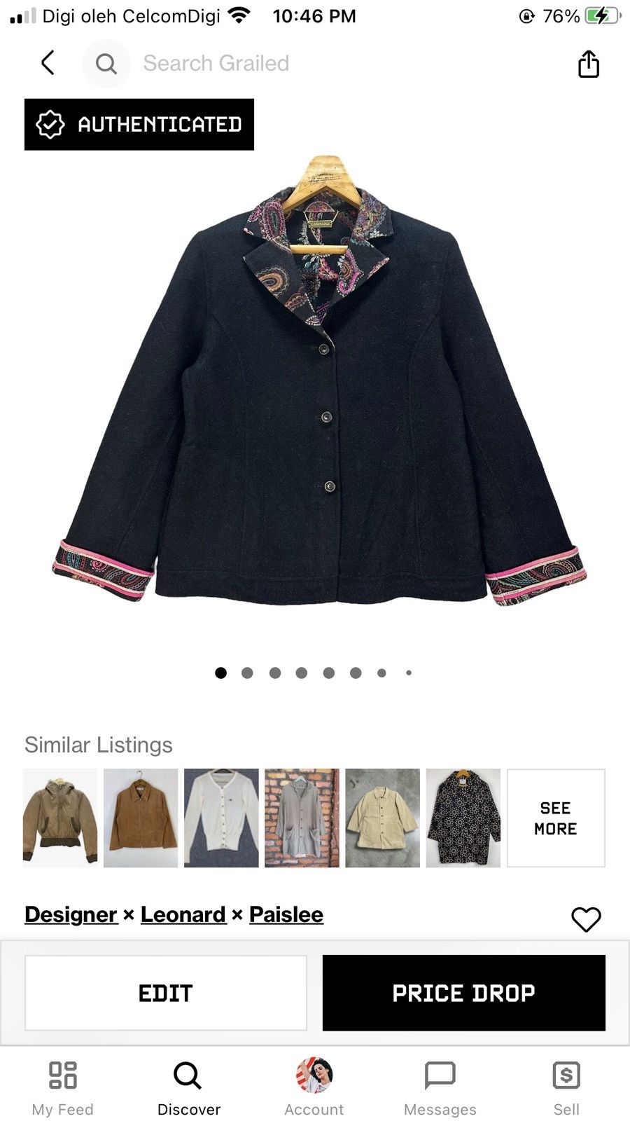 Leonard Paris LEONARD PAISLEE WOOL JACKET #8247-217 Size M / US 6-8 / IT 42-44 - 12 Thumbnail