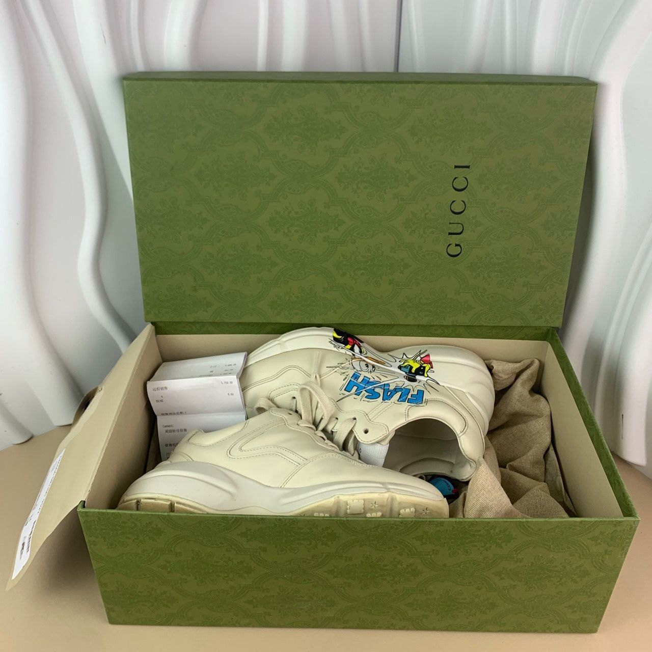 Gucci Disney X Gucci Reyton Ivory White Donald Duck Print Sneakers Size US 4 / IT 34 - 6 Thumbnail