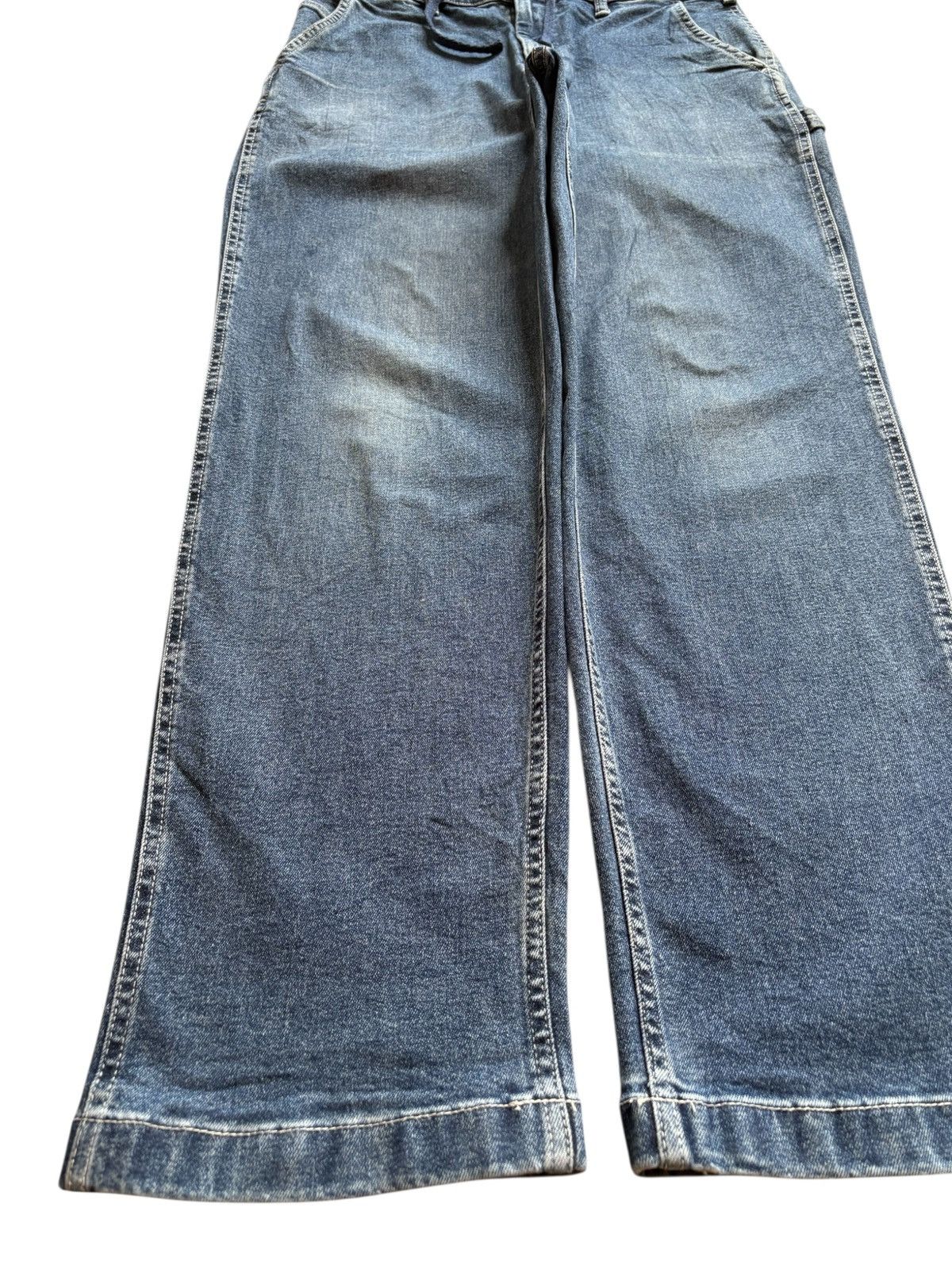 Japanese Brand × Jun Takahashi × Uniqlo Vintage Uniqlo Carpenter Blue Wash Distressed Rip Loose Jean Size US 32 / EU 48 - 5 Thumbnail