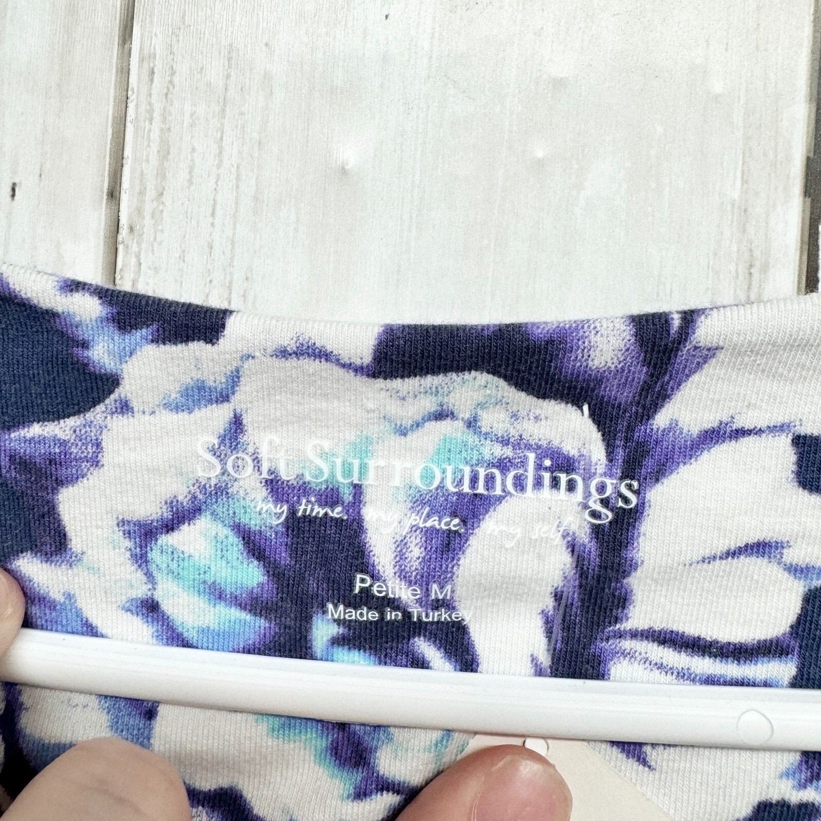 Other Soft Surroundings Blue White Floral Cap Sleeve Faux Wrap Med Size M / US 6-8 / IT 42-44 - 3 Thumbnail