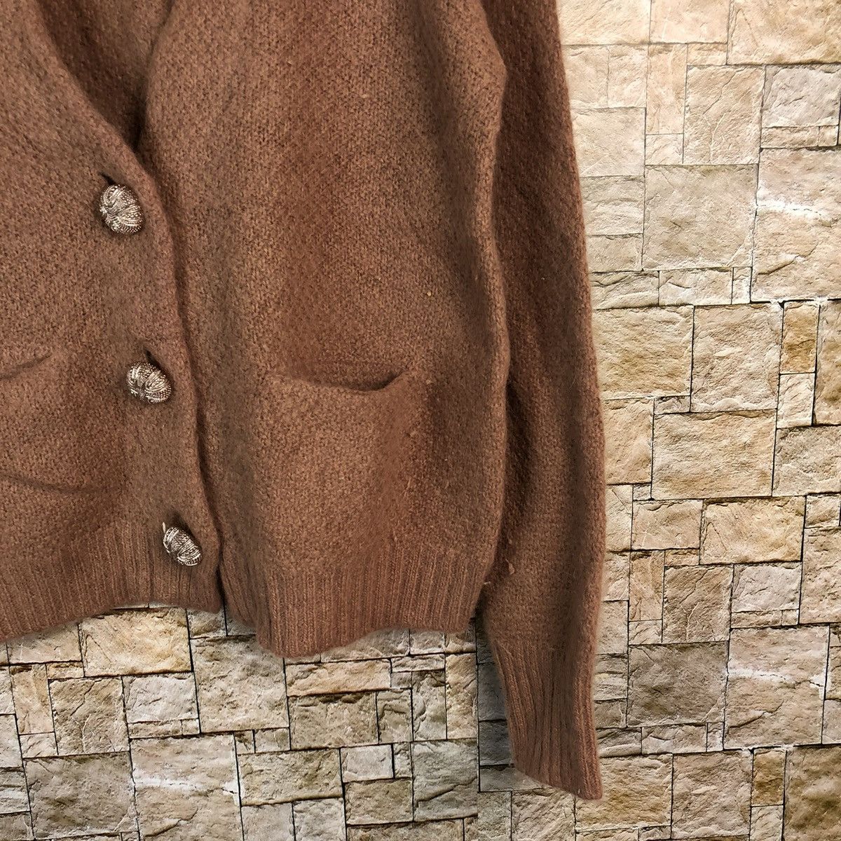 Japanese Brand Smidel Brown mohair fur Cardigan Knitwear #A1209 Size US S / EU 44-46 / 1 - 8 Thumbnail