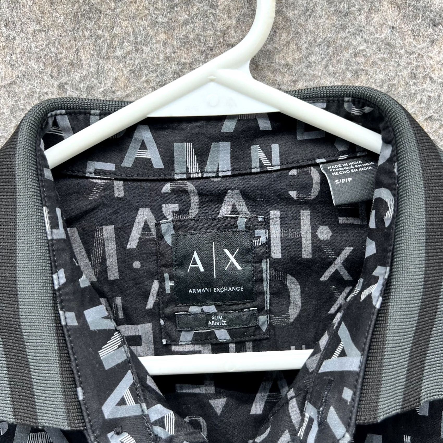 Armani Exchange VINTAGE Armani Exchange Shirt Mens Small Black Button Down Slim Fit All Over Logo Print Size US S / EU 44-46 / 1 - 7 Thumbnail