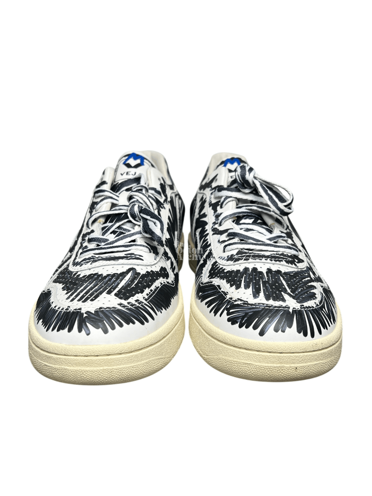 Marni × Veja Size 45 Veja x Marni V-10 Leather Black-Scribble VX0203067A Size US 11 / EU 44 - 2 Thumbnail