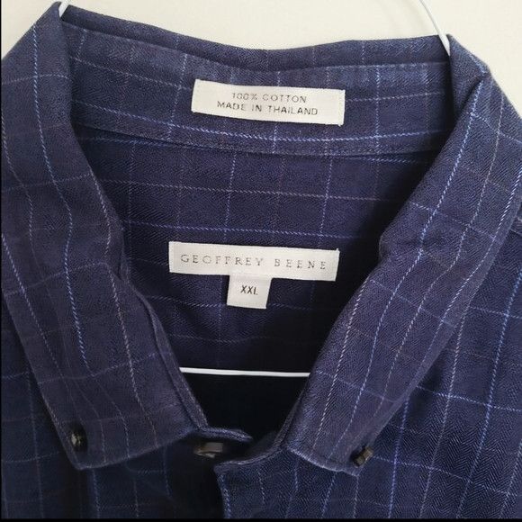 Other Geoffrey Beene Navy Checkered Long Sleeve Button-Up Shirt Size US XXL / EU 58 / 5 - 3 Thumbnail
