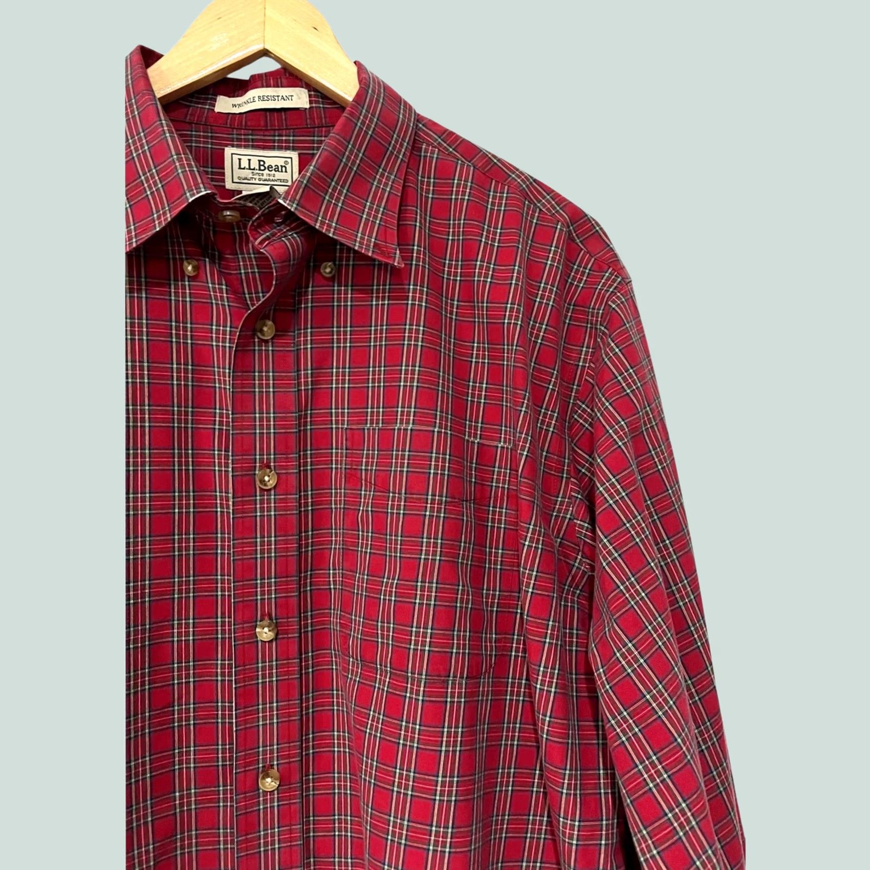 Vintage L.L.Bean Shirt Button Up Mens L Reg Red Plaid Long Sleeve Wrinkle Resistant Size US L / EU 52-54 / 3 - 1 Thumbnail