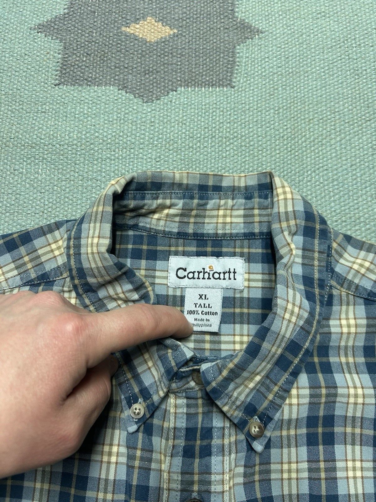 Vintage Carhartt button shirt cotton plaid cotton men’s XL tall Size US XL / EU 56 / 4 - 4 Thumbnail