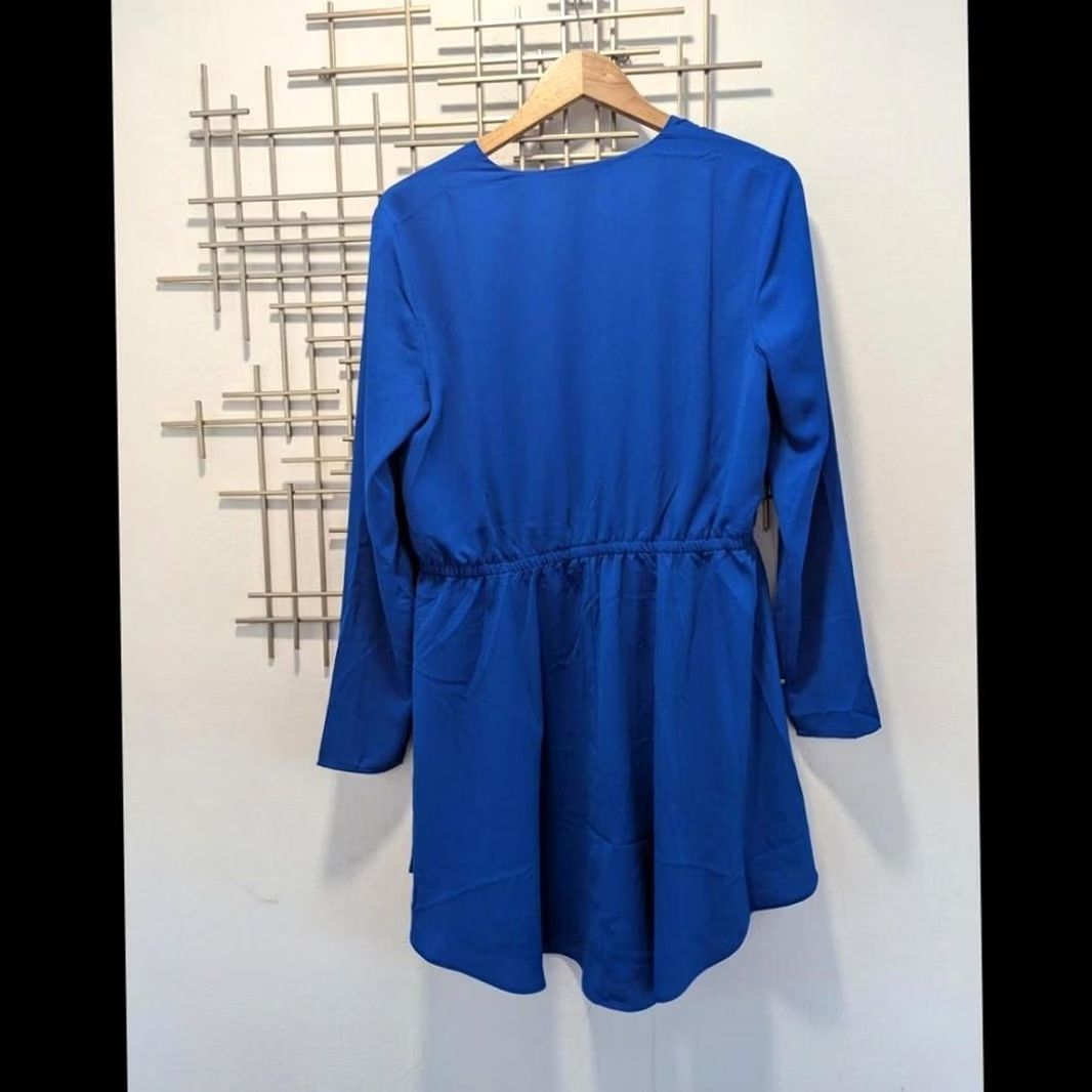 Bar III Bar III Royal Blue Surplice V-Neck Long Sleeve Mini Dress L Women Size L / US 10 / IT 46 - 2 Thumbnail