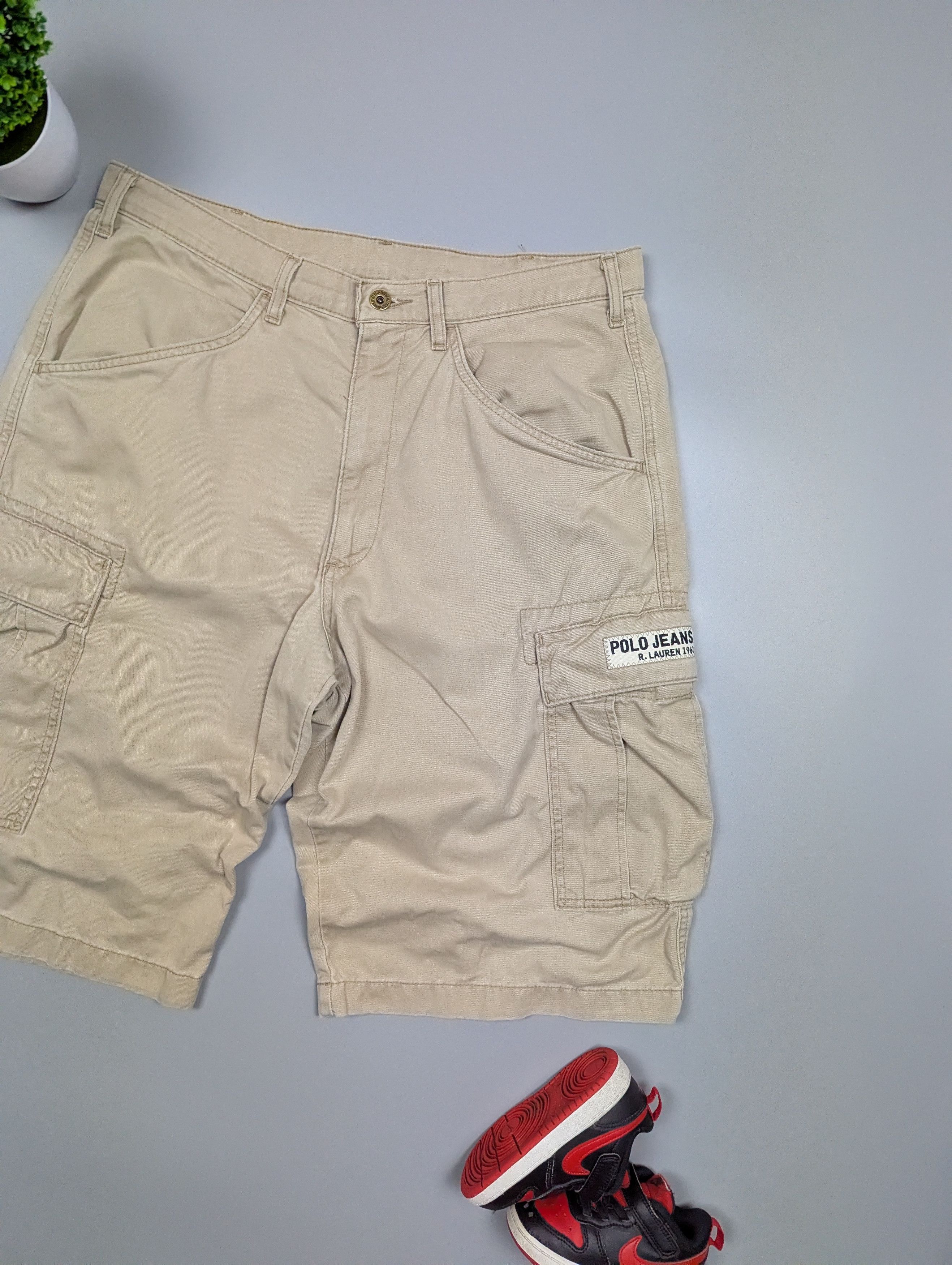 Polo Ralph Lauren × Vintage POLO Ralph Lauren Jeans Beige Cargo Buggy Freighter Shorts Size US 33 - 2 Thumbnail