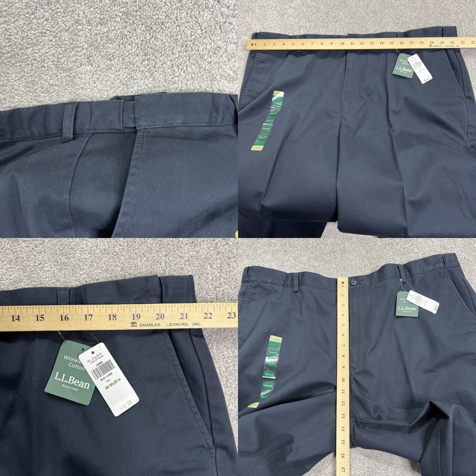 Vintage VINTAGE? No. LL Bean Pants Mens 44x30 Navy Blue Wrinkle Free Cotton Chino NWT LL Bean Double L Chino Regular Straight Navy Blue Mens 44x30 Pants Size US 44 / EU 60 - 9 Thumbnail