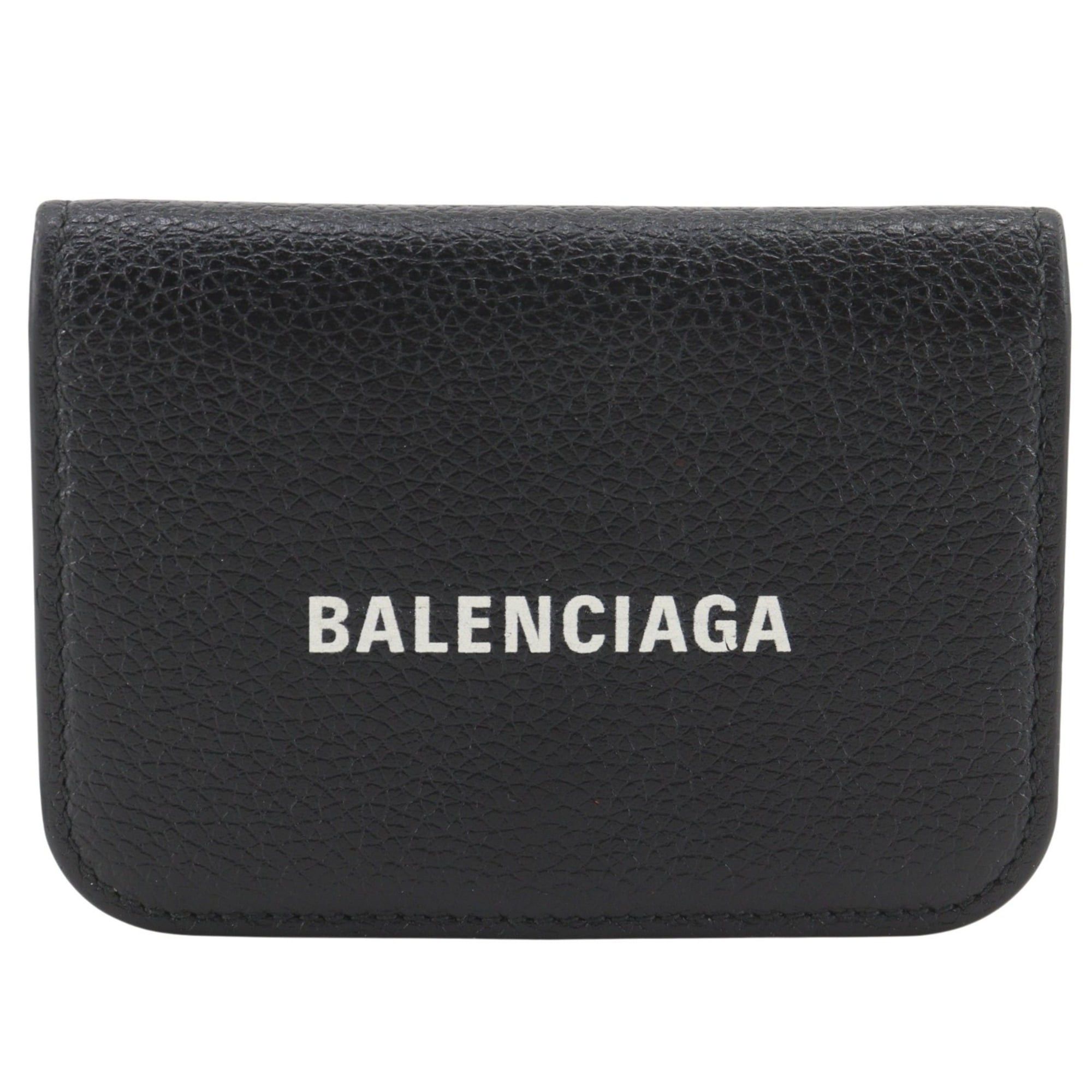 Balenciaga Balenciaga Cash Mini Tri-fold Wallet 593813 Leather Black Snap Button Unisex Size ONE SIZE - 1 Thumbnail