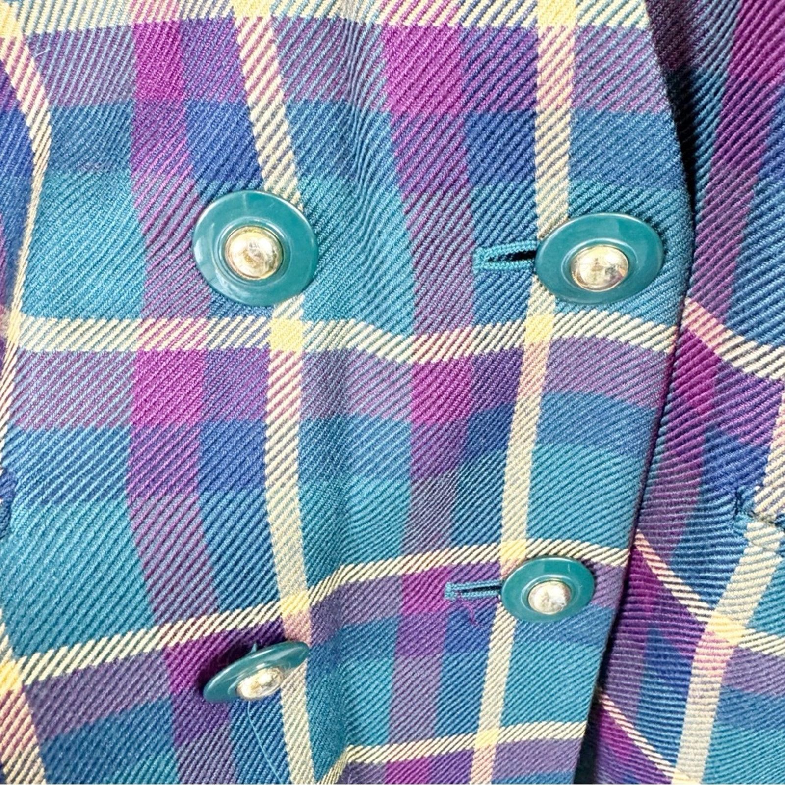 Vintage Vintage Fall Plaid Collarless Button Blazer Women’s Size Med Size M / US 6-8 / IT 42-44 - 3 Thumbnail