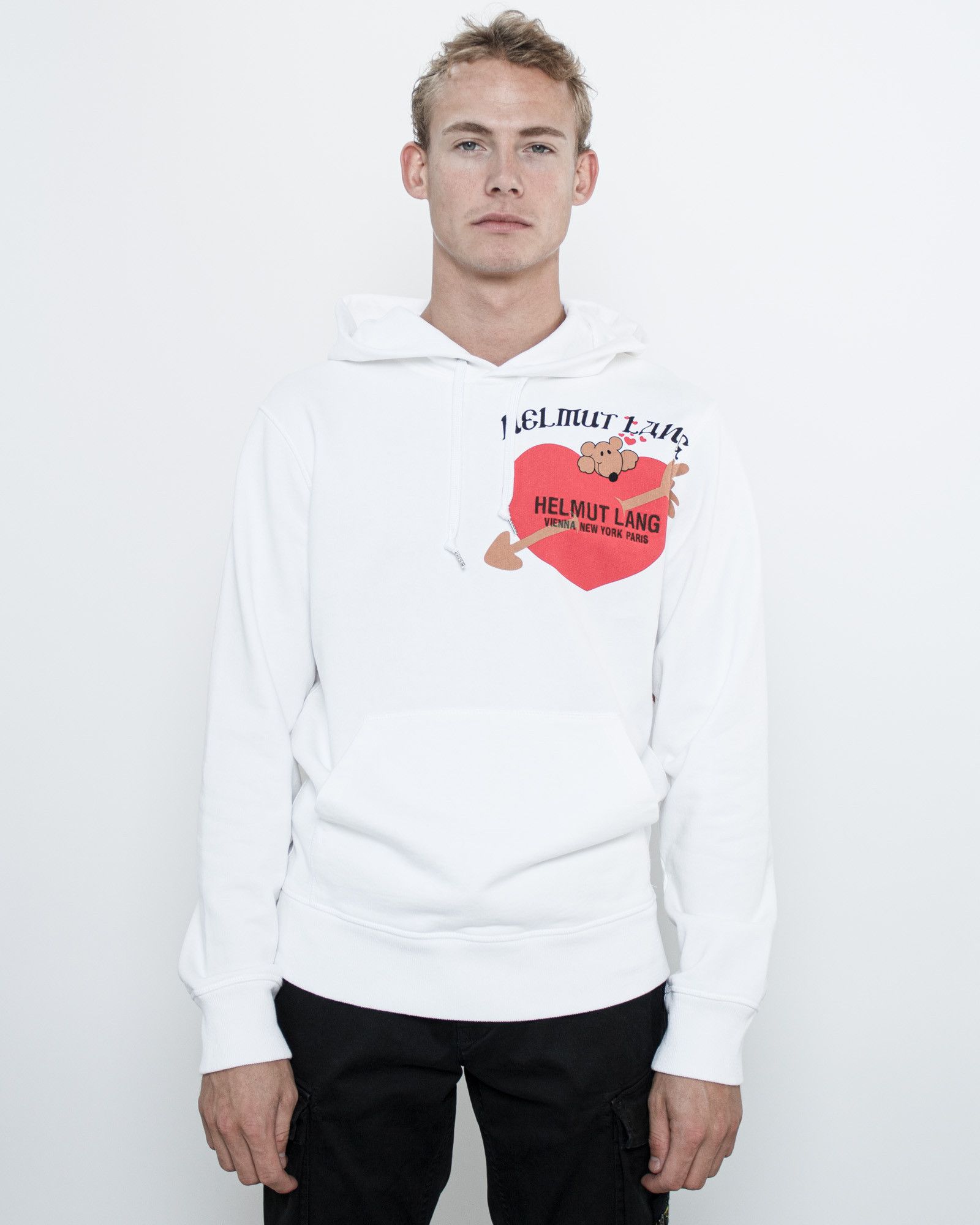 White Valentine Embroidered Logo Hoodie