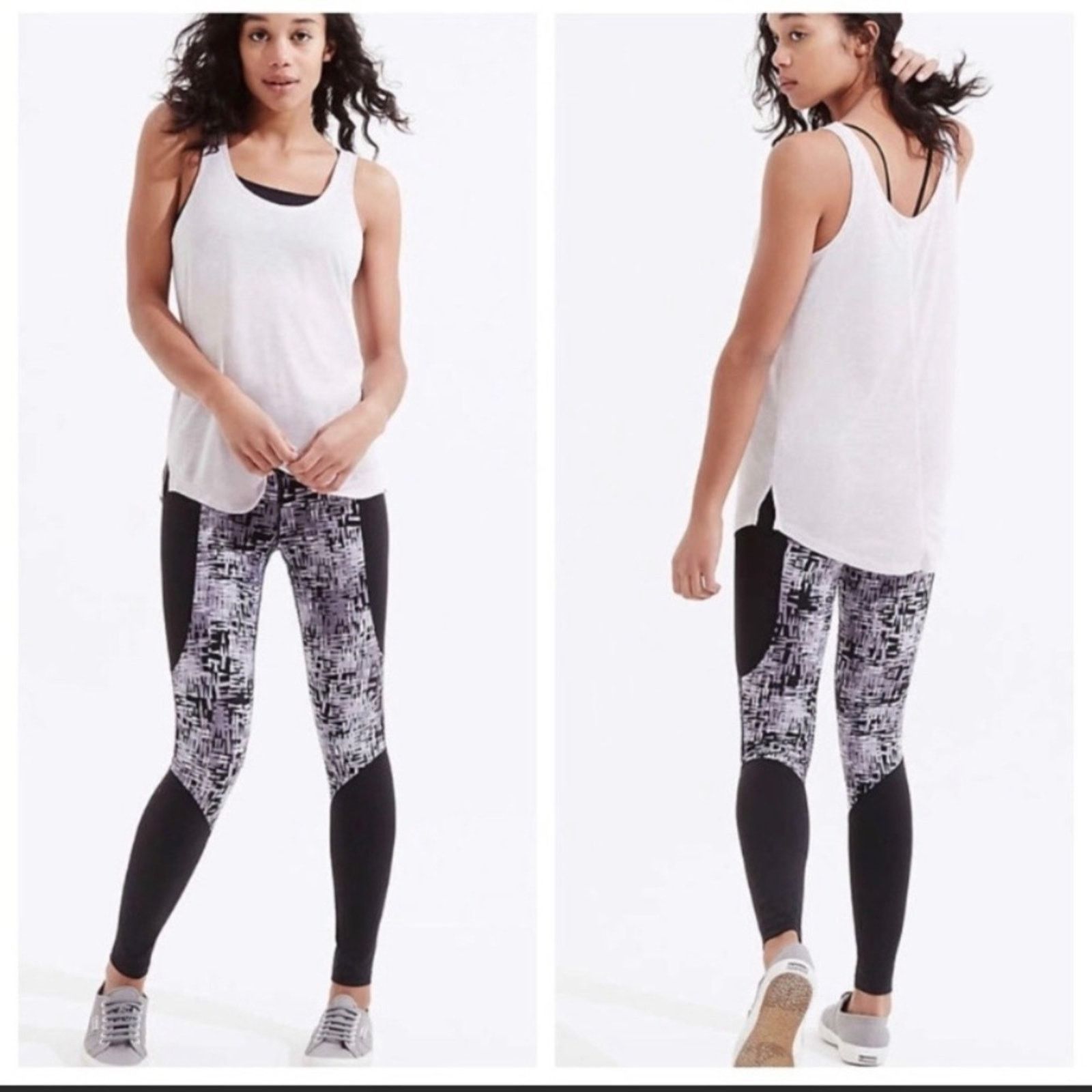 Lou & Grey Lou & Grey Black Gray Etchblock Patterned Leggings Size 27" / US 4 / IT 40 - 1 Thumbnail