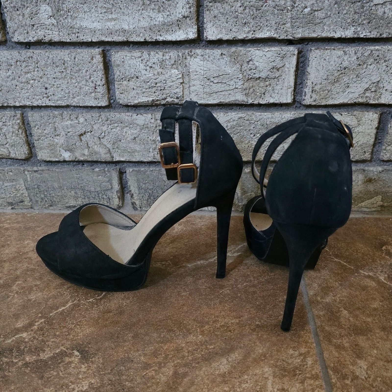 Other Black | WINDSOR | Double Strapped Heels Size US 7 / IT 37 - 3 Thumbnail