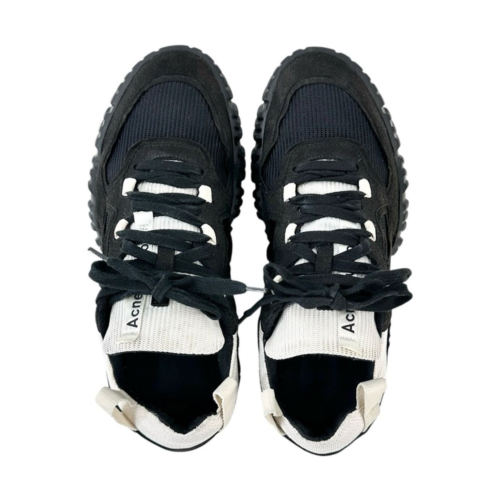 Acne Studios Berun Black White Yellow Mesh & Suede Lace Up Sneakers Size US 8 / EU 41 - 3 Thumbnail