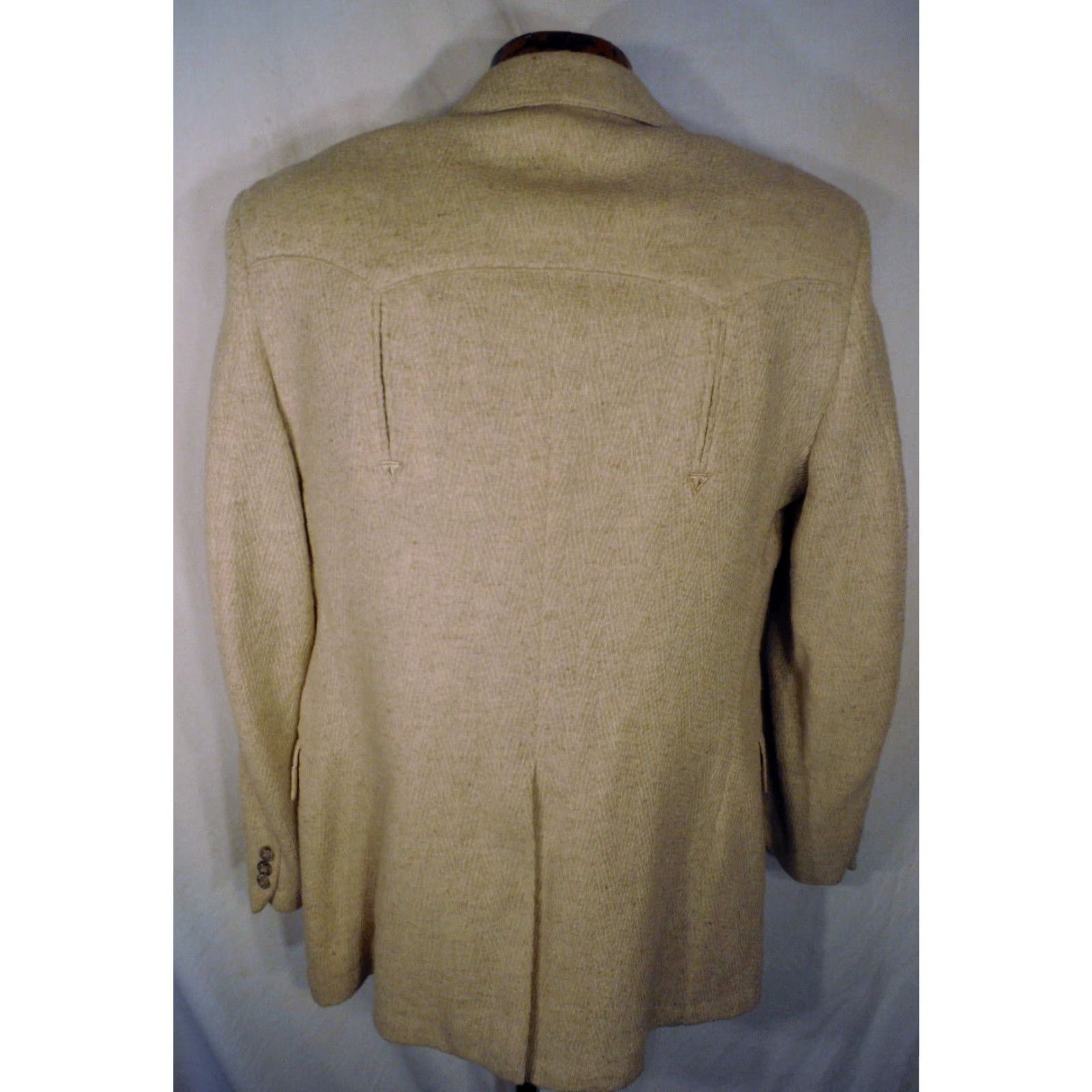 Vintage VINTAGE LEVIS WESTERN WEAR 2 BUTTON CREAM WOOL TWEED MENS BLAZER COAT JACKET 40 Size 40R - 2 Thumbnail