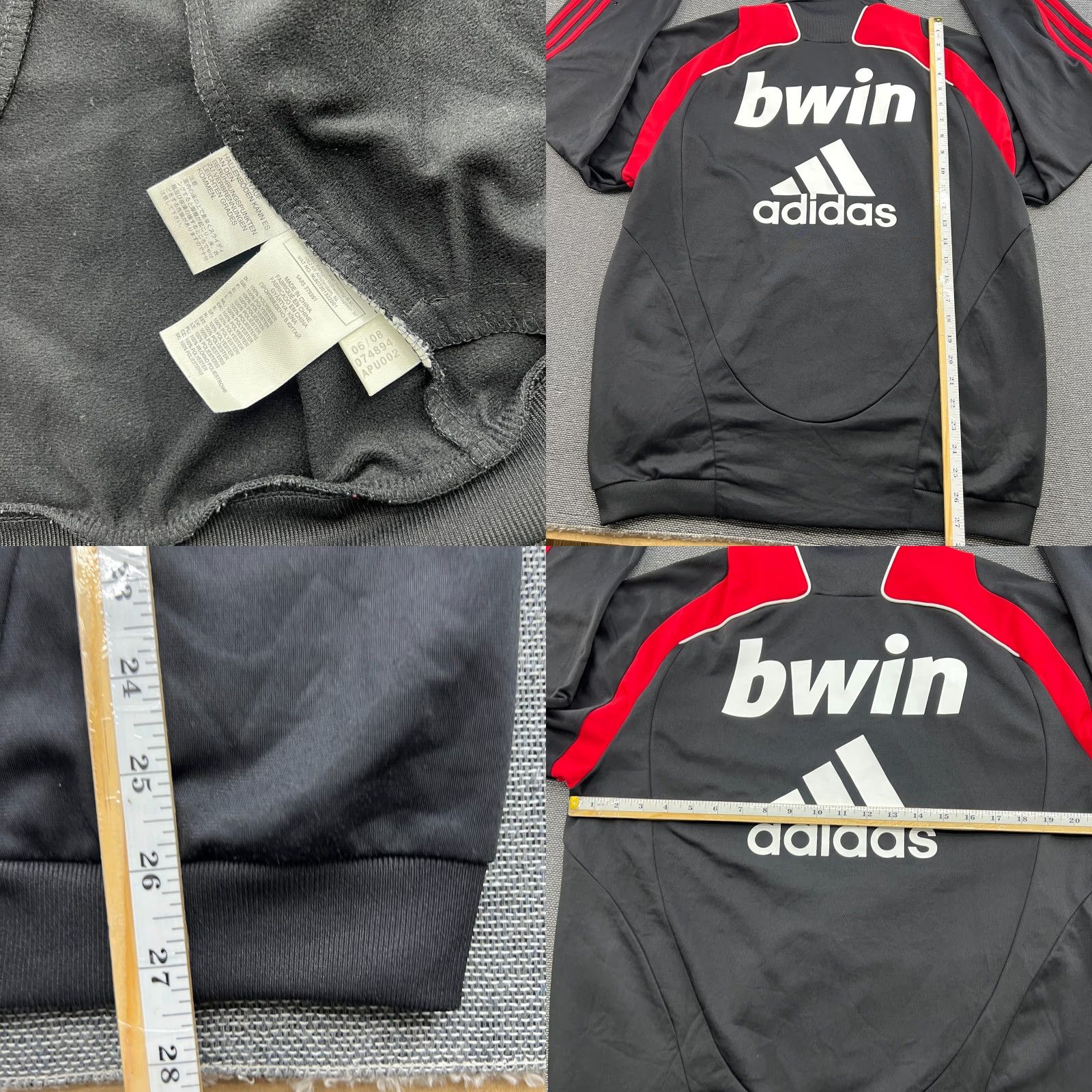 Adidas AC Milan Track Football Jacket Medium Adidas Full Zip Black Red Mens Middle Length Snap Zip Quick Dry Full Zip Size US M / EU 48-50 / 2 - 8 Thumbnail