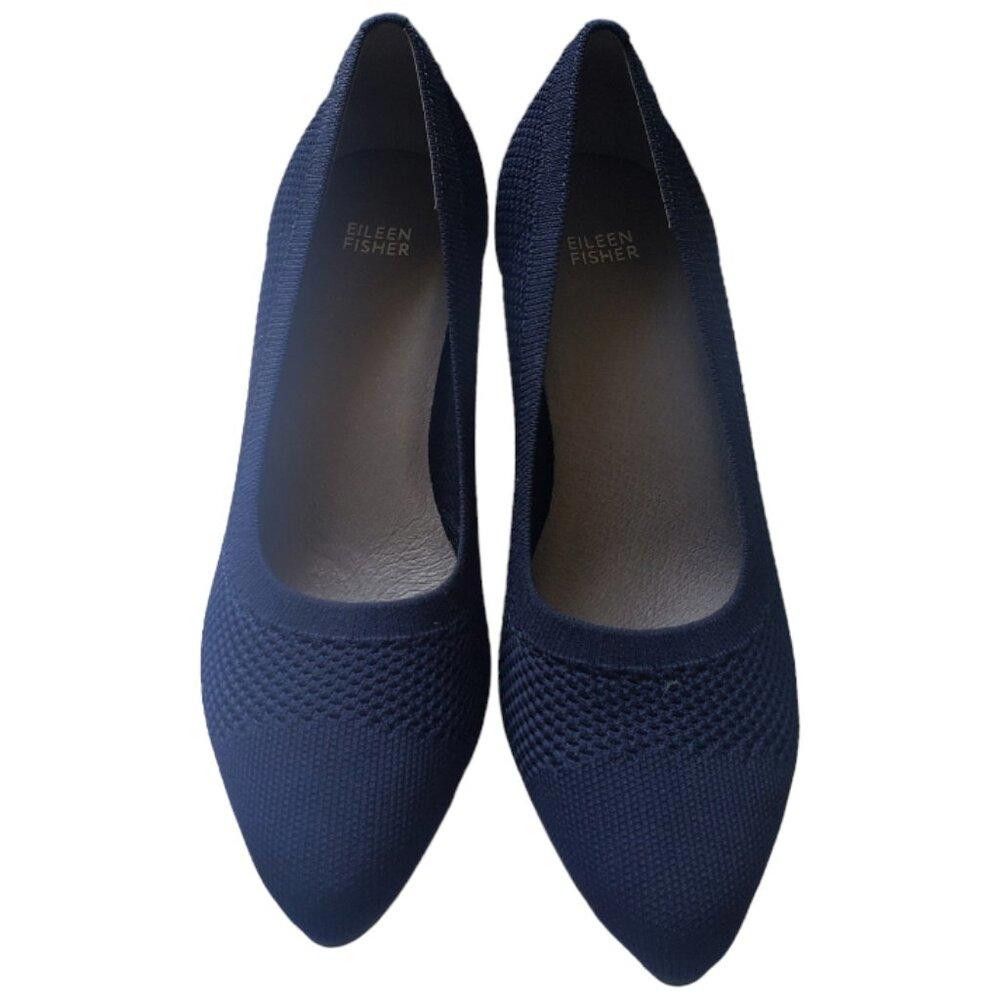 Eileen Fisher SH124 Eileen Fisher Navy Blue Mesh Pumps Size 10 Size US 10 / IT 40 - 2 Thumbnail