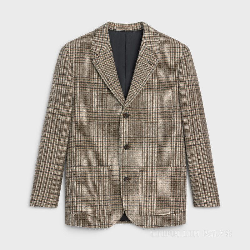 preppy jacket in wool in marron/khaki/craie