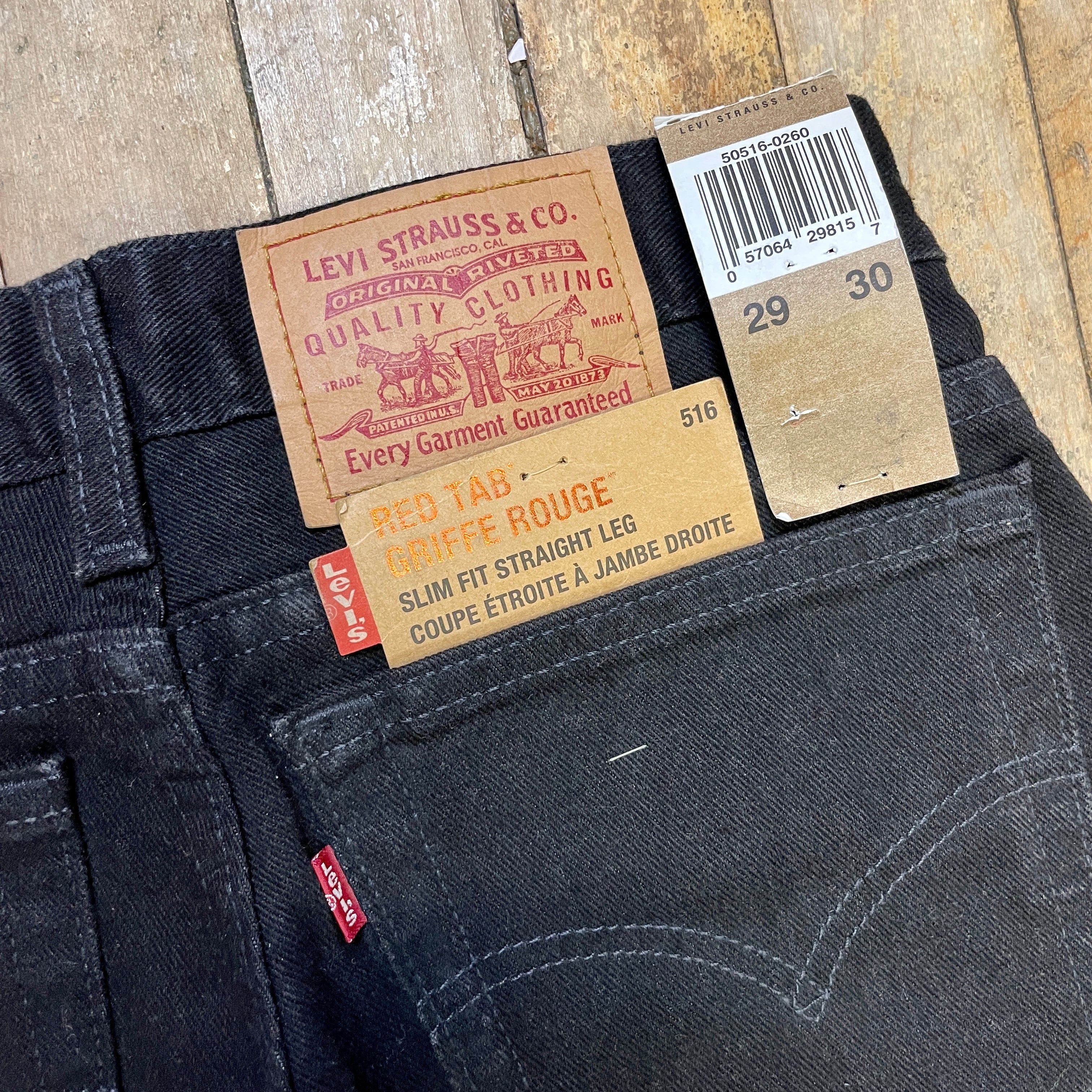 Levi's Deadstock Vintage Levi's Black 516 Slim Fit Straight Leg Denim Jeans Made In Canada 29" Waist Size US 29 - 5 Thumbnail