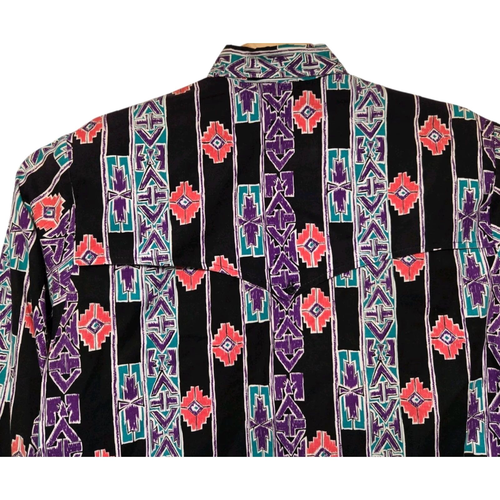 YOKE VTG Steer West Western Shirt Mens M Multicolor Button-Up Long Sleeve Collared Cotton USA Made Rodeo Yoke Aztec Rockabilly Pattern Dress Shirt Mens Size US M / EU 48-50 / 2 - 6 Thumbnail