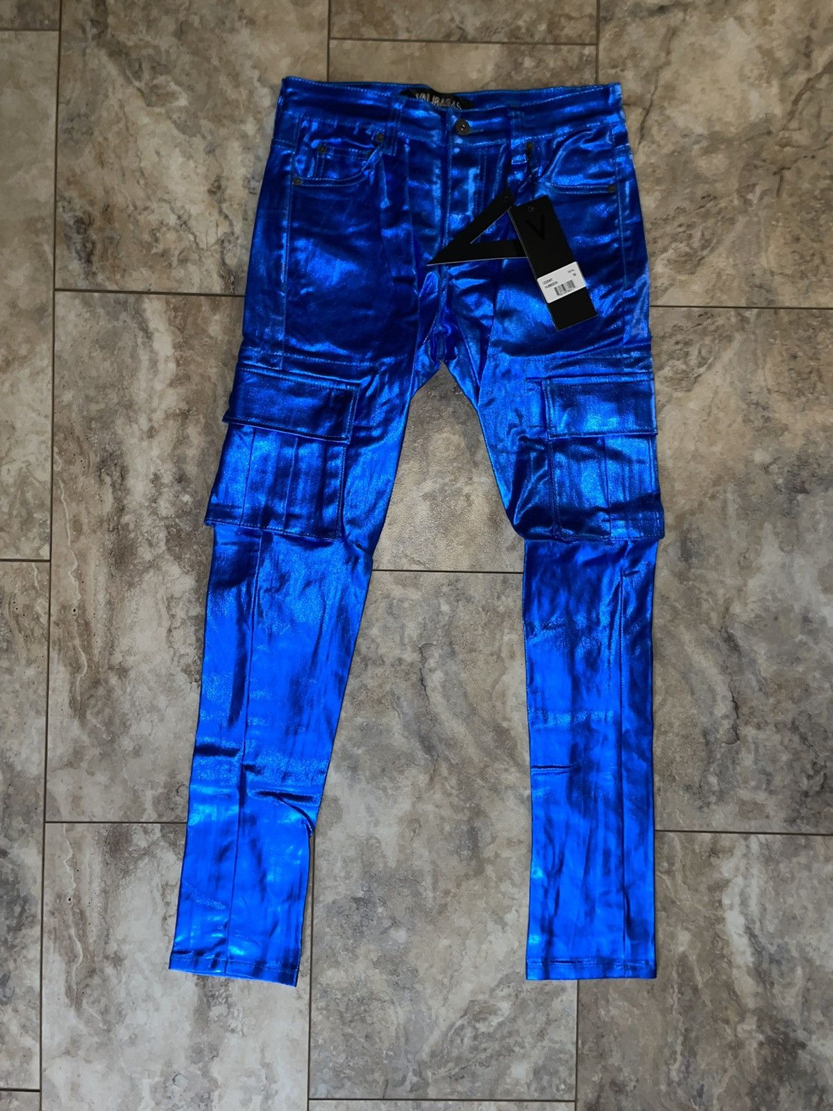 image of Valabasas Jeans “Cozart” Royal Blue Waxed Size 30, Men's