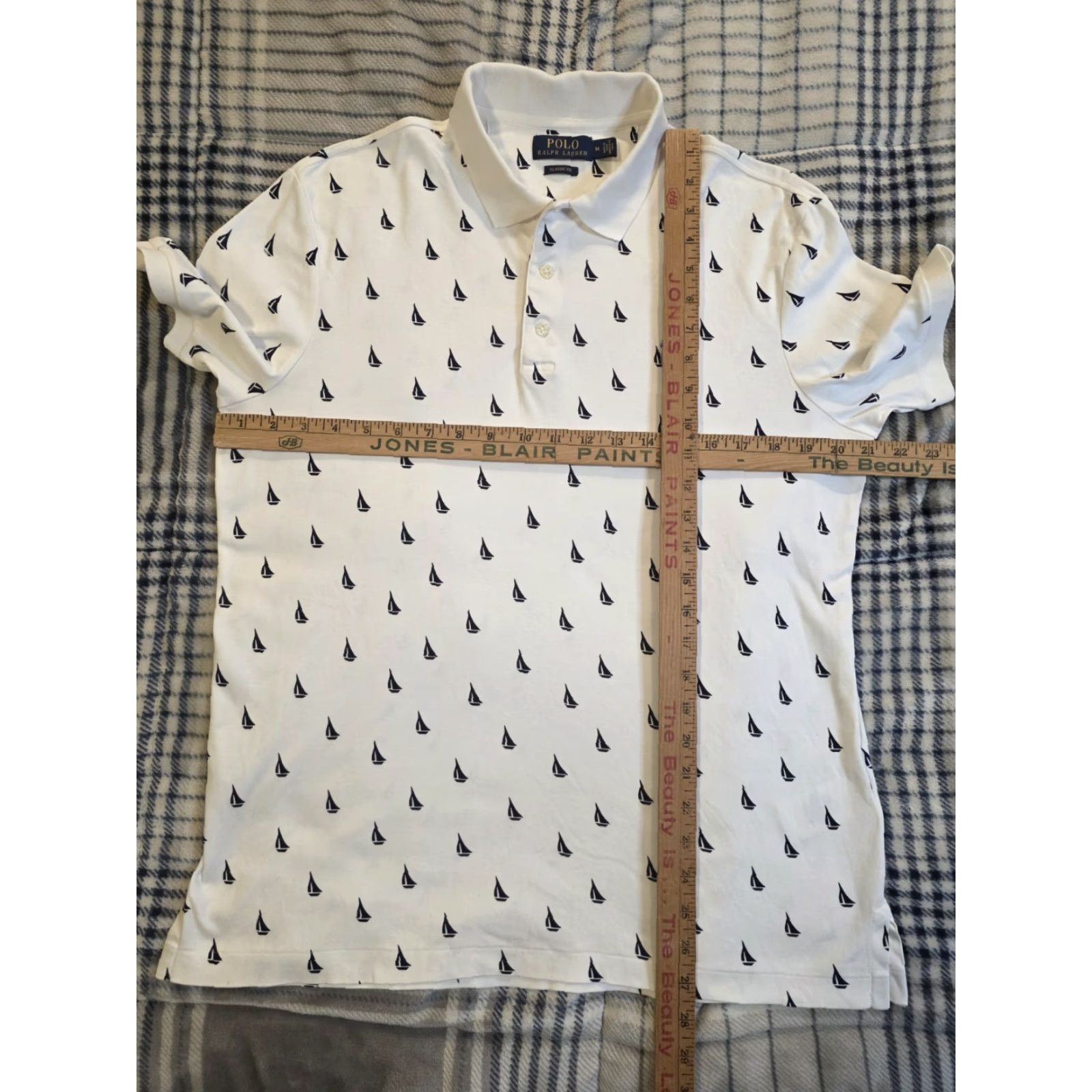 Polo Ralph Lauren Polo Ralph Lauren Polo Shirt White Mens M Classic Fit Nautical Sailboat AOP Graphic Print Shirt Accessories Logo Button Accent Casual Classic Fit Size US M / EU 48-50 / 2 - 6 Thumbnail