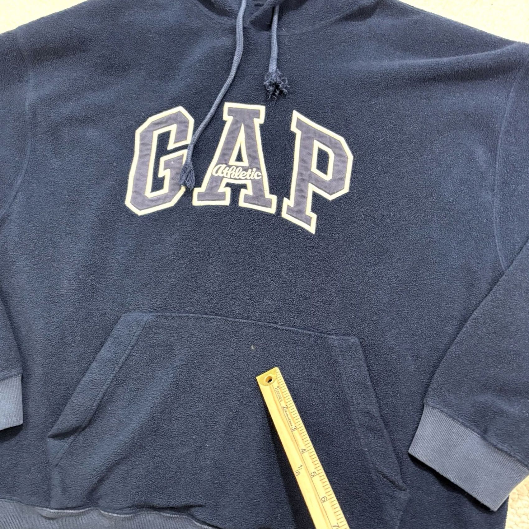 Gap VINTAGE Gap Hoodie Sweatshirt L Men Navy Fleece Heavyweight Y2K 90s Pullover Hooded Size US L / EU 52-54 / 3 - 2 Thumbnail
