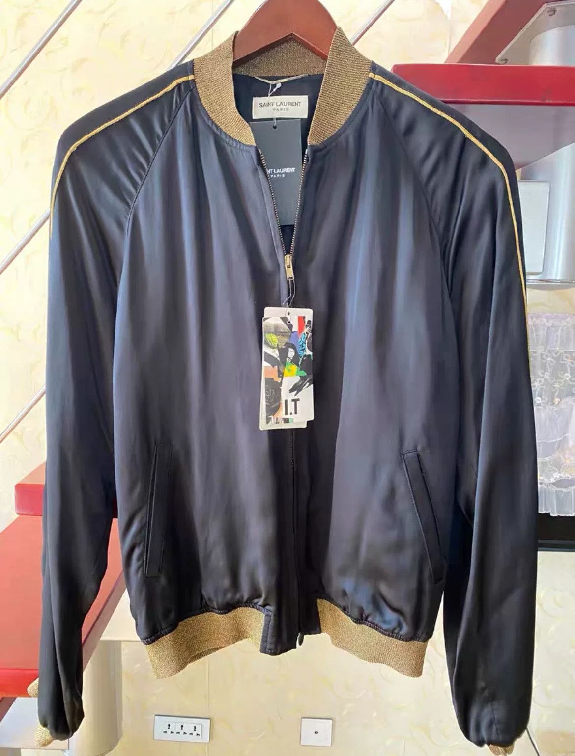 Saint Laurent Paris Saint Laurent 2014 Gold Trim Bomber Jacket Size US M / EU 48-50 / 2 - 1 Thumbnail