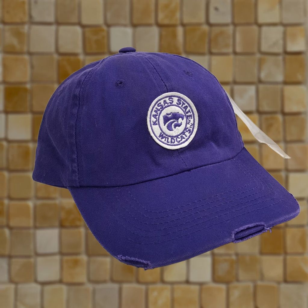 American Needle VINTAGE Kansas State Wildcats NCAA Logo Adjustable Hat Baseball Cap Purple 90s Y2K NCAA Logo Embroidered Distressed Lightweight Recruit Mens Boys Size ONE SIZE - 1 Thumbnail