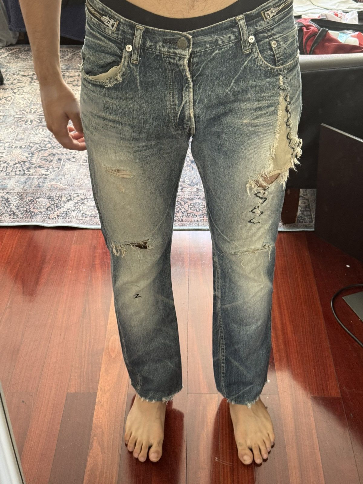 Jun Takahashi × Undercover Distressed Undercover SS07 "CHAOS" Jeans Zipper Waist Denim Size US 30 / EU 46 - 6 Thumbnail