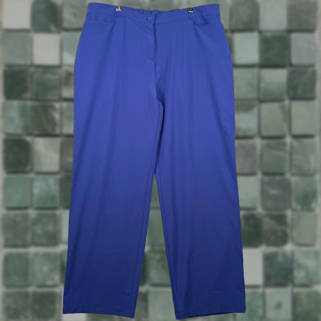 Jockey Jockey XL (Plus) Straight Leg Pants Blue Elastic Waist 40x32 Work Scrub 22W 40" Inseam Regular Rise High Front Button Zip Pockets Chino Size 40" / US 18 - 1 Thumbnail