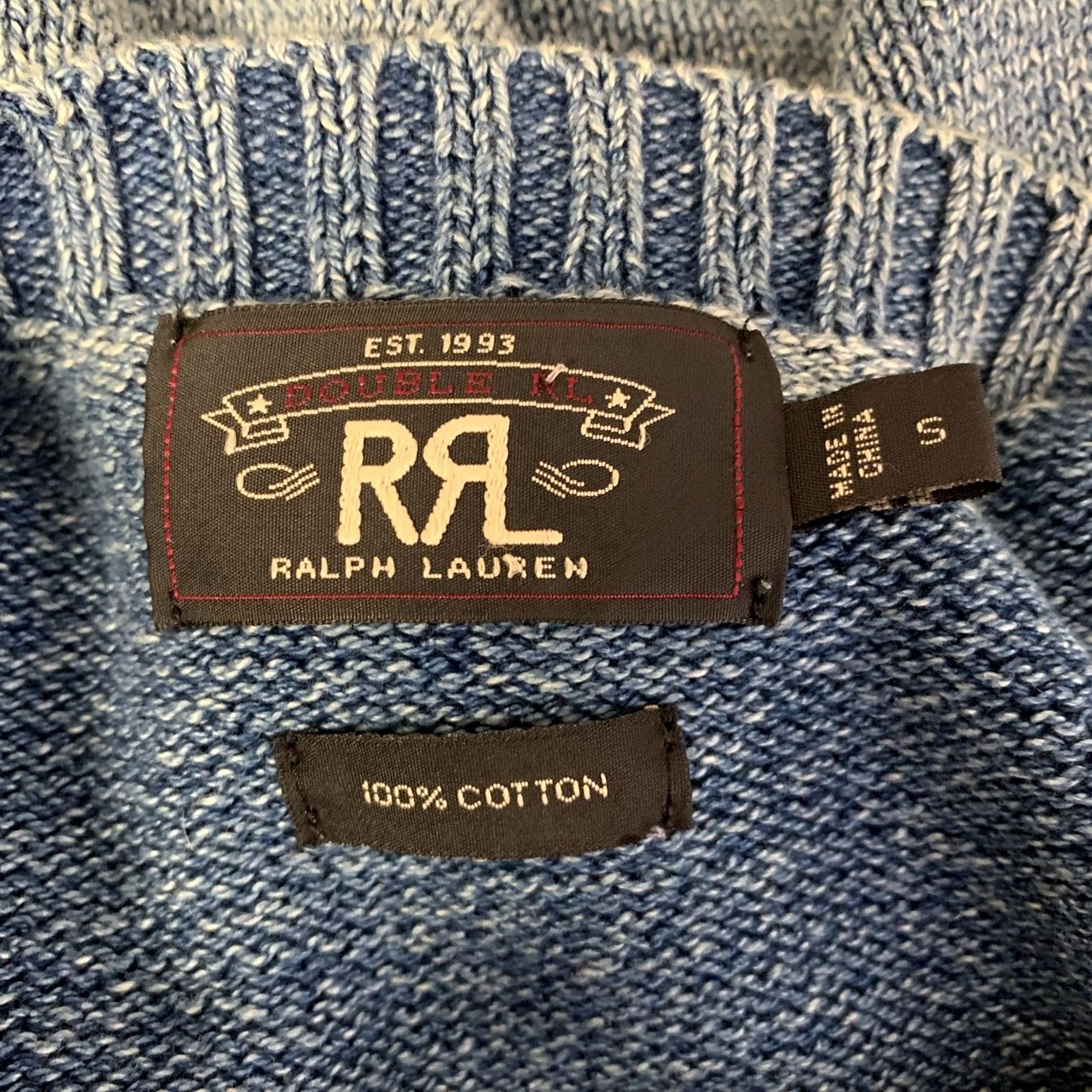 Vintage RRL by RALPH LAUREN Sweater Size S Blue Cotton Knitted Ribbed Size US S / EU 44-46 / 1 - 5 Thumbnail