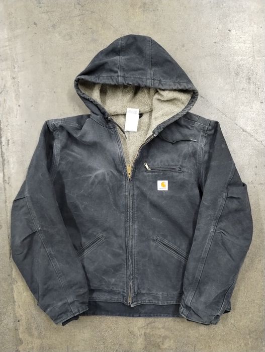 Vintage Vintage Carhartt Sherpa LIned Hooded Detroit Jacket | Grailed