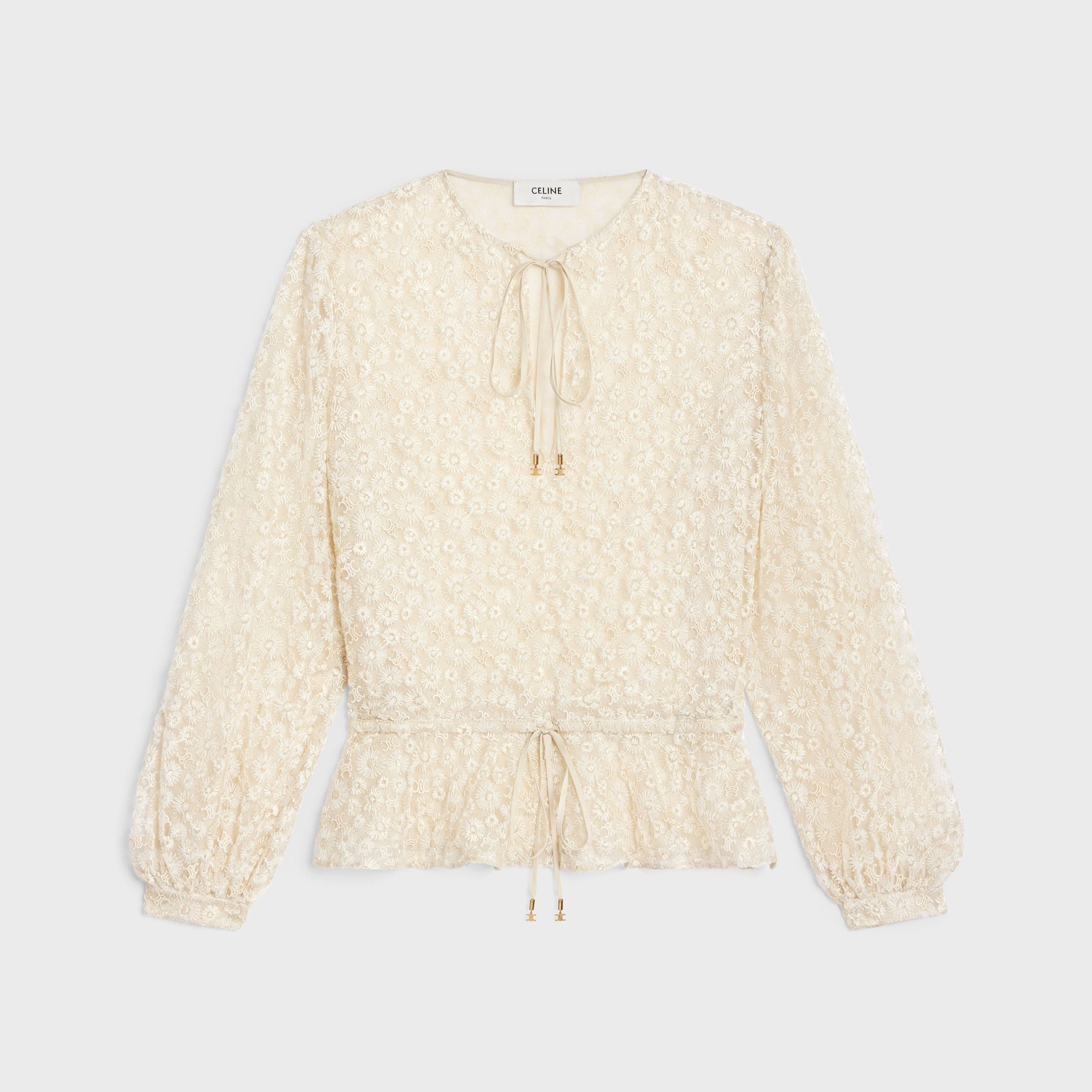 Celine EMBROIDERED FOLK BLOUSE IN TULLE creme Size XL / US 12-14 / IT 48-50 - 1 Thumbnail