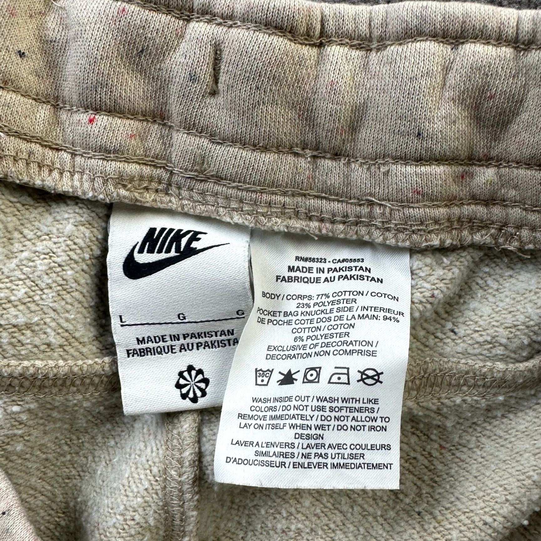 Nike Nike Pants Mens Large Beige Tan Club Fleece Joggers Sweatpants Pockets Logo Size US 33 - 6 Thumbnail