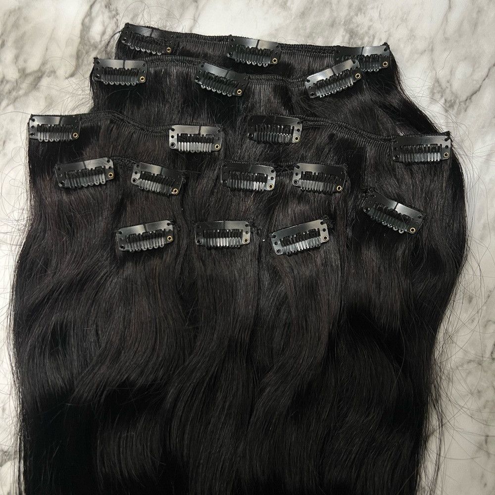 Other Clip in 100% Human hair Black hair Extensions 18 Inch Size ONE SIZE - 3 Thumbnail