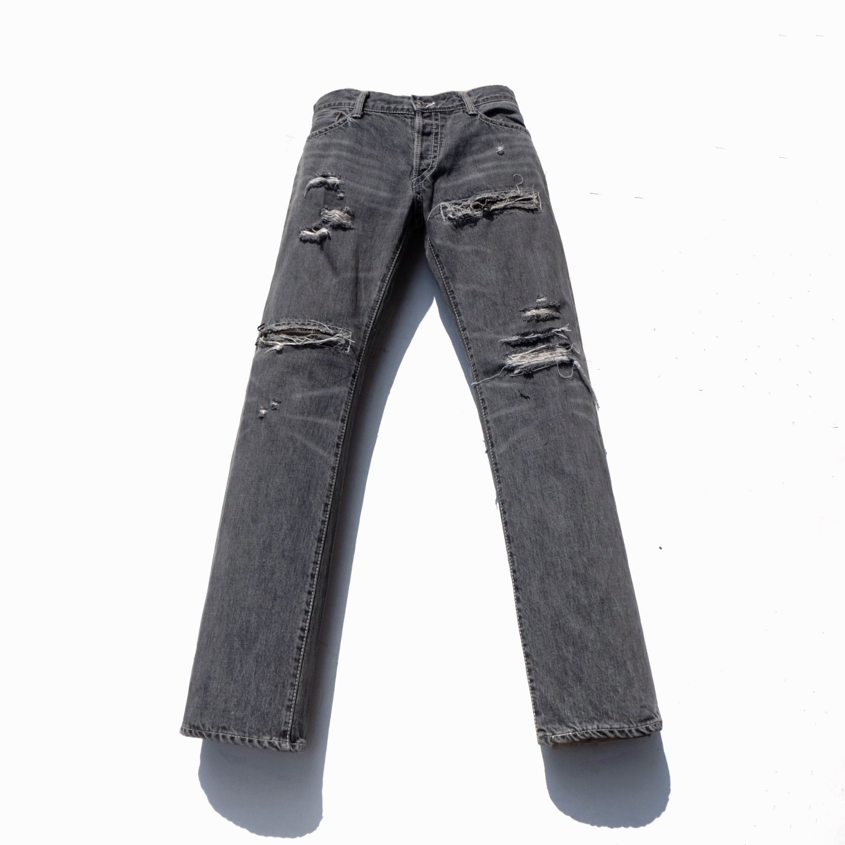 image of Backlash x If Six Was Nine Kazuhiro Takakura Izreel Distressed Jeans in Washed Gray, Men's (Size 29