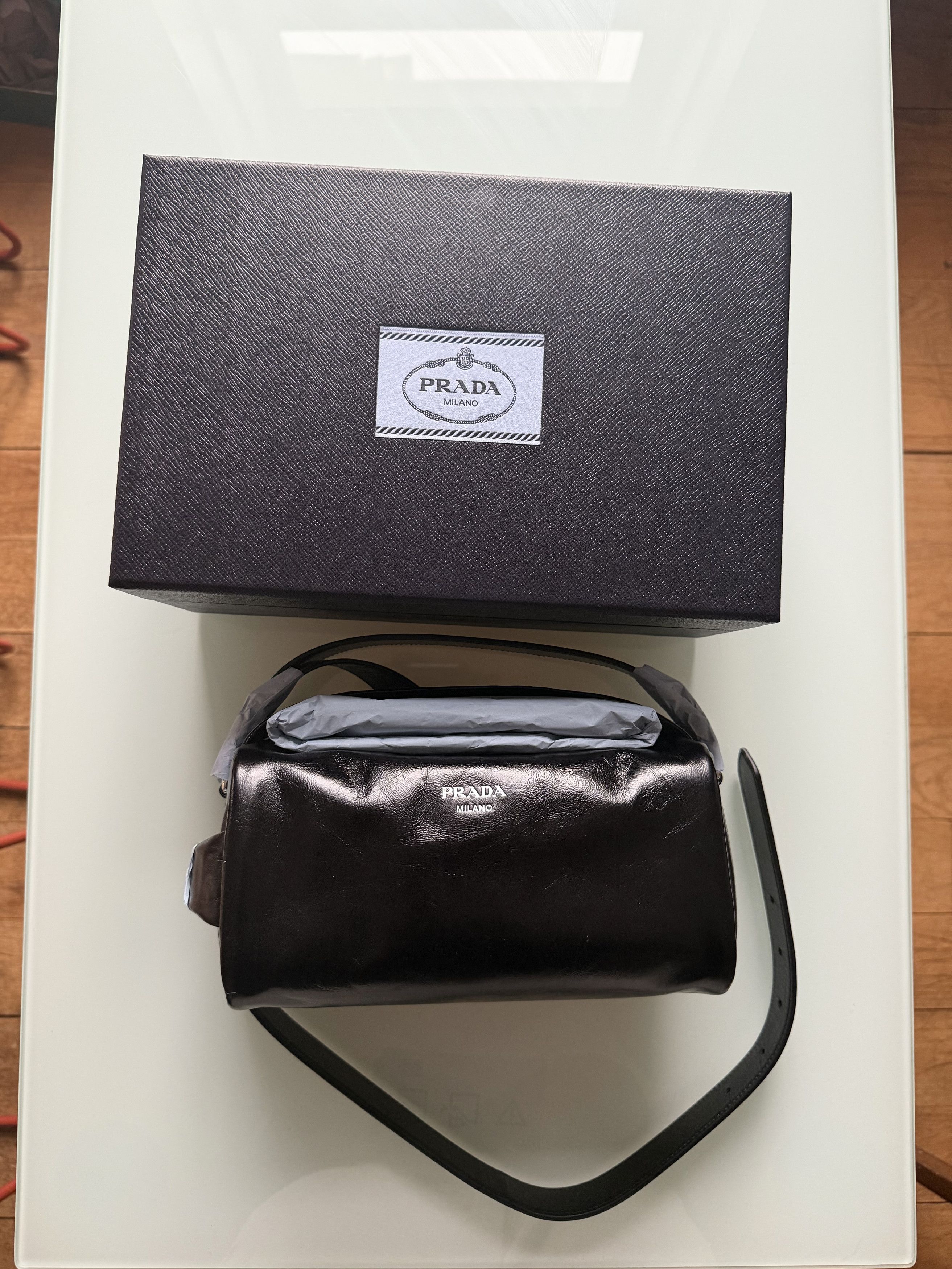 Prada Prada Black Leather Shoulder Bag MSRP $2,550 Size ONE SIZE - 6 Thumbnail