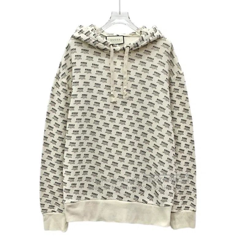 Gucci Gucci Beige logo letter full print cotton hooded long-slee Size US S / EU 44-46 / 1 - 1 Thumbnail