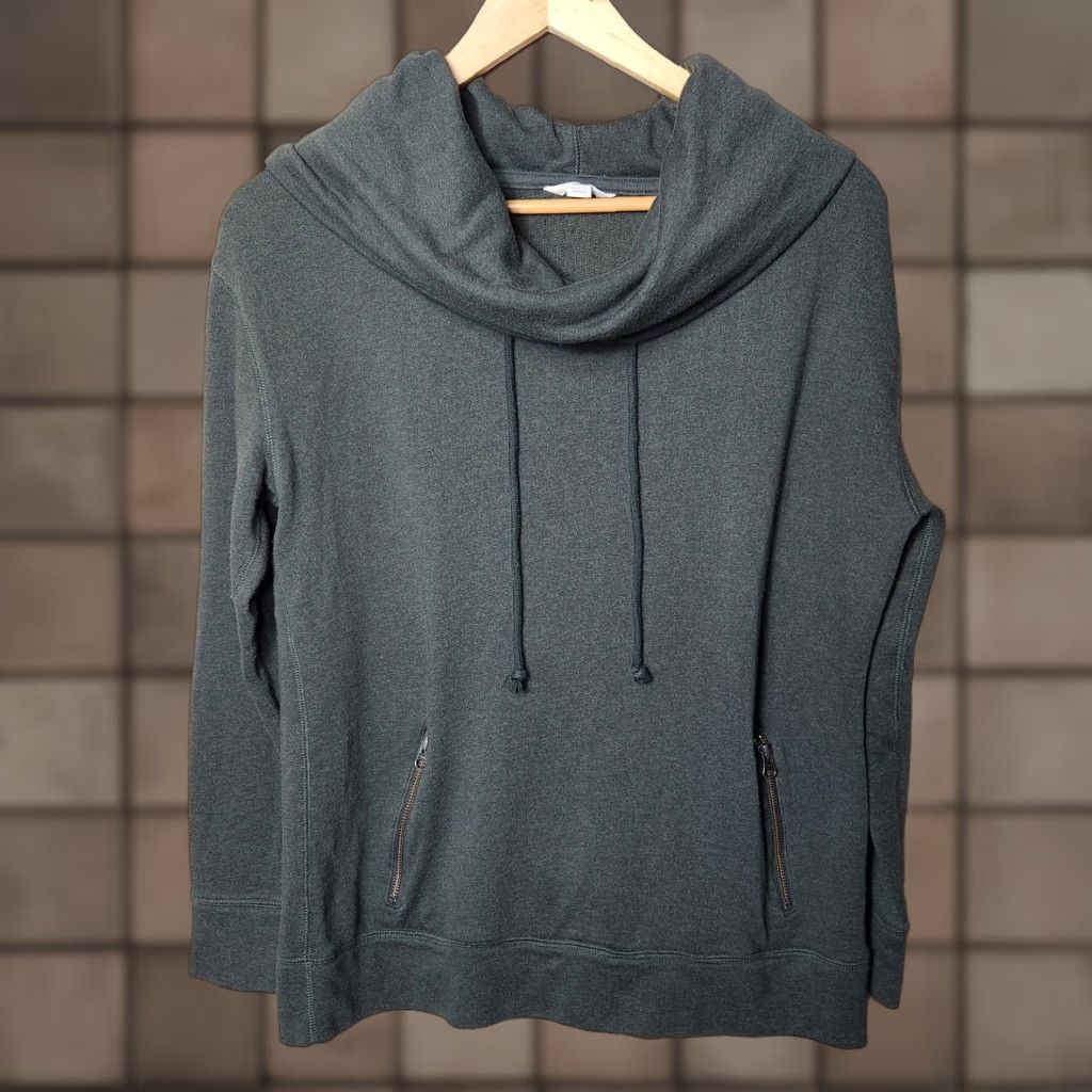 Lands' End VINTAGE Lands' End Canvas Womens Olive French Terry Cowlneck Hoodie Pullover-Size M Size M / US 6-8 / IT 42-44 - 1 Thumbnail