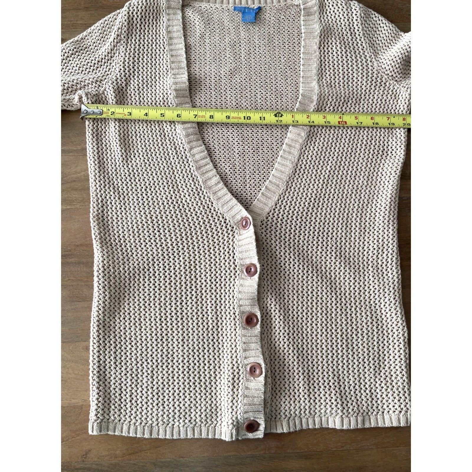 White + Warren VINTAGE White + Warren Cardigan Womens M Beige Cable-Knit Fisherman Button Front Sweater 90s 2000s Preppy Mens Womens Boys Girls Size M / US 6-8 / IT 42-44 - 5 Thumbnail