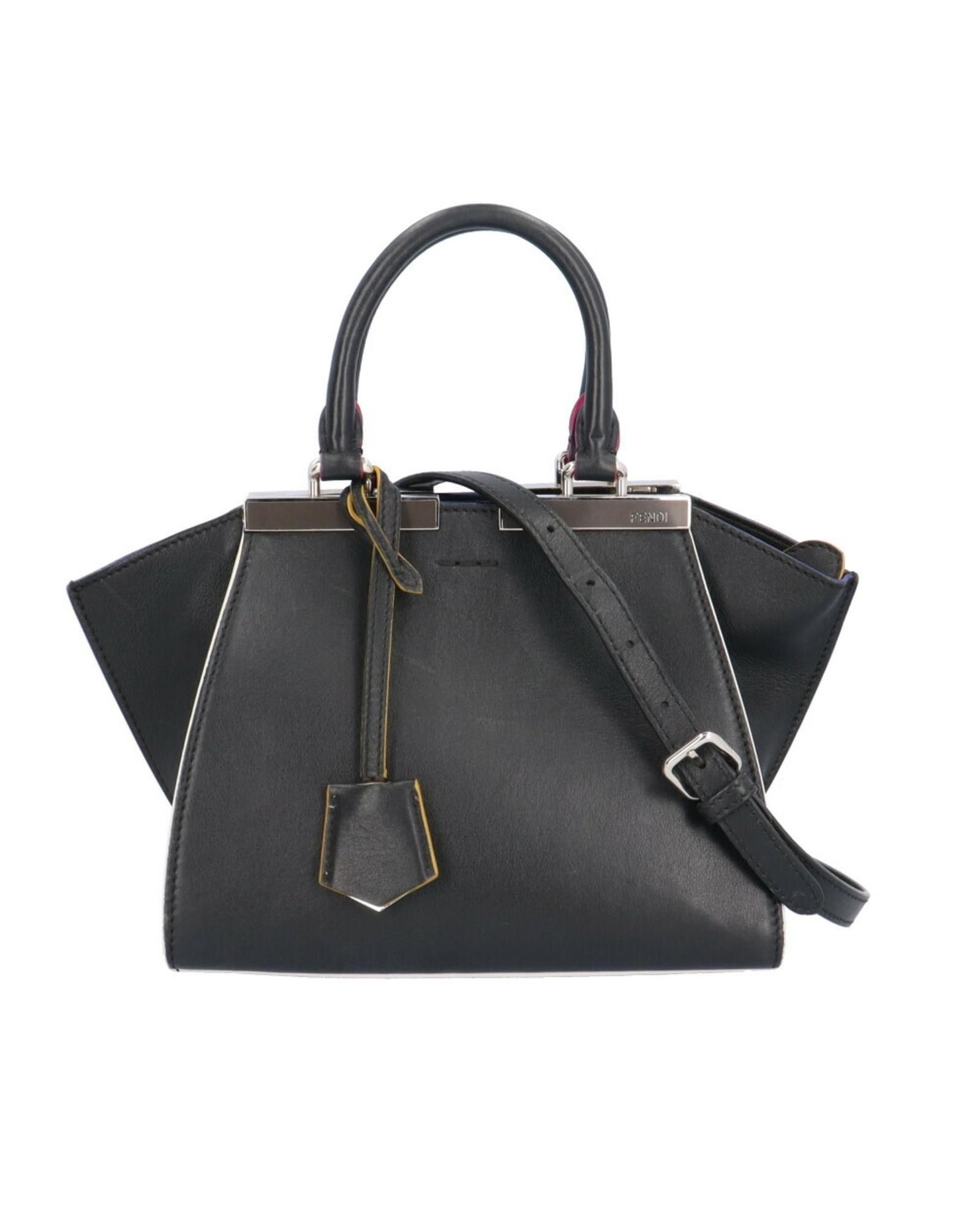 image of Fendi Elegant Leather Shoulder Bag in Black, Women's