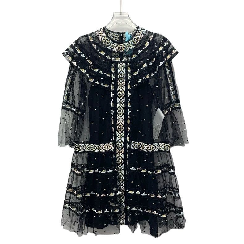 Dior Black Embroidered Silk Mesh Dress