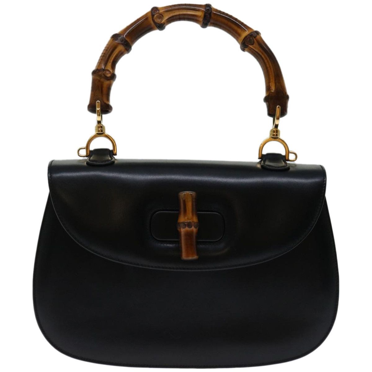 Gucci Bamboo Black Leather Handbag (Pre-Owned) Size ONE SIZE - 1 Thumbnail
