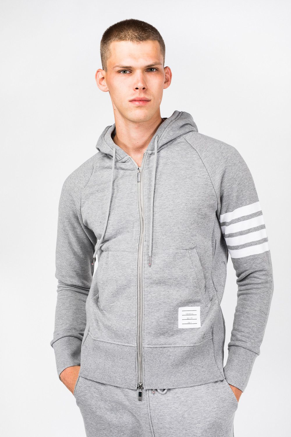o1s22i1n1124 4-Bar Zip-up Hoodie in Grey