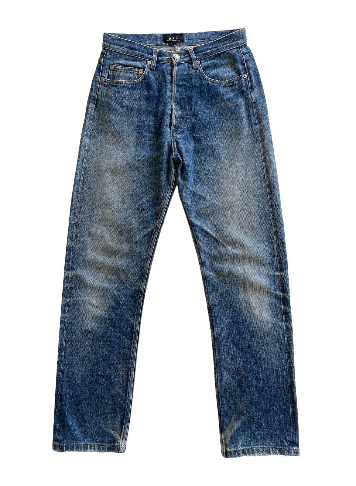 image of A P C Raw Selvedge Dirty Jeans in Dirty Light Blue, Women's (Size 27)