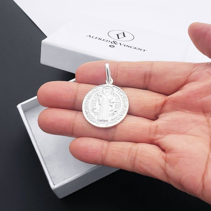 Other St Benedict 25mm Medal Pendant in Solid .925 Sterling Silver Size ONE SIZE - 3 Thumbnail